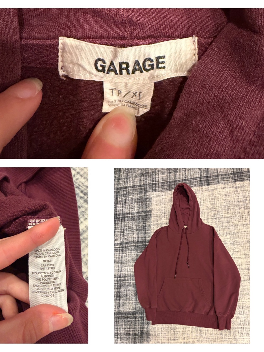 Garage Woman’s XS Maroon Crewneck Hoodie